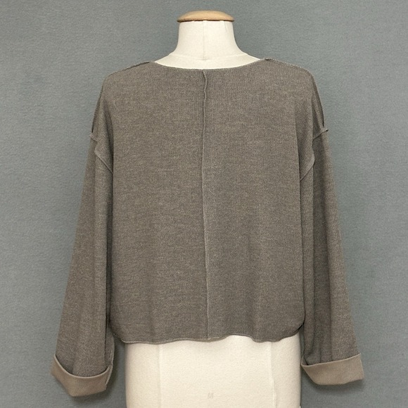 Urban Outfitters Womens Sweater S Taupe Jax Inside Out Notch Neck Pullover Boxy - Picture 6 of 16